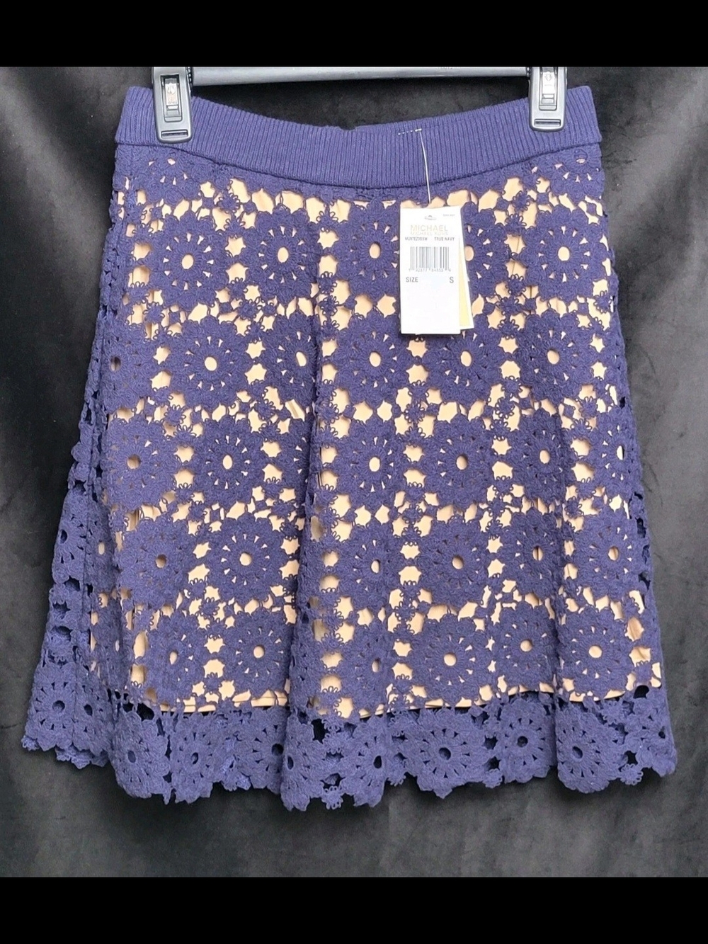 NWT Michael Kors Navy Floral Crochet Lace Mini Skirt Size Small